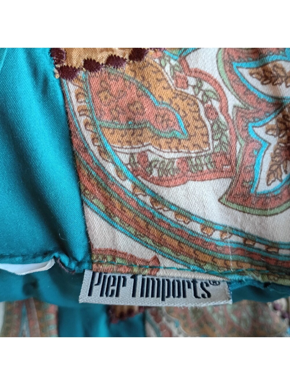 Pier 1 Imports Chair Cushions Set Of 2 Floral Reversible Beach House Summer Teal - Picture 6 of 9